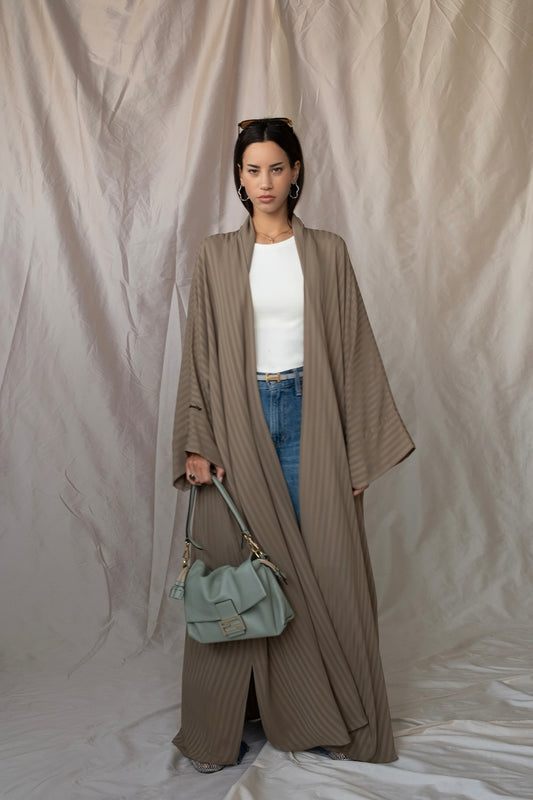 the matte lines abaya - khaki green