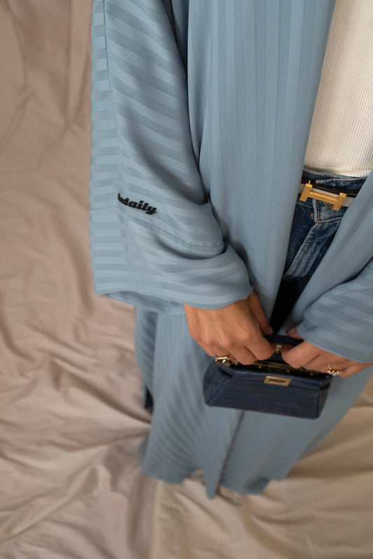 the matte lines abaya - baby blue