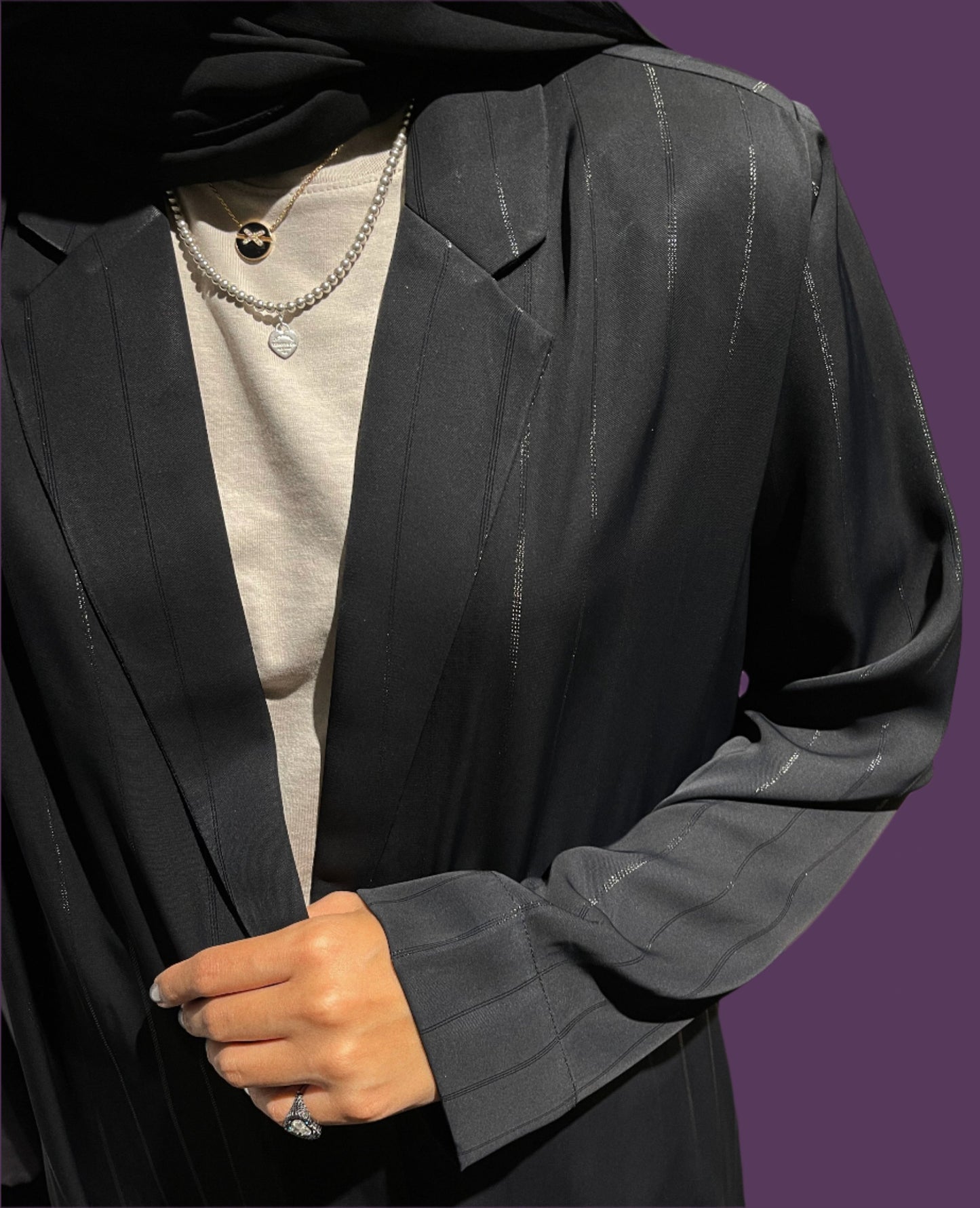 metallic linear daily blazer