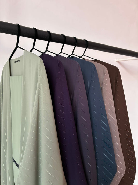 the metallic lines abaya - black