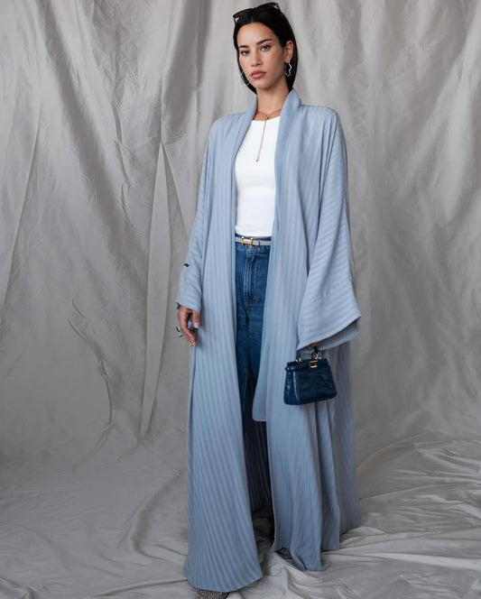 the matte lines abaya - pale blue