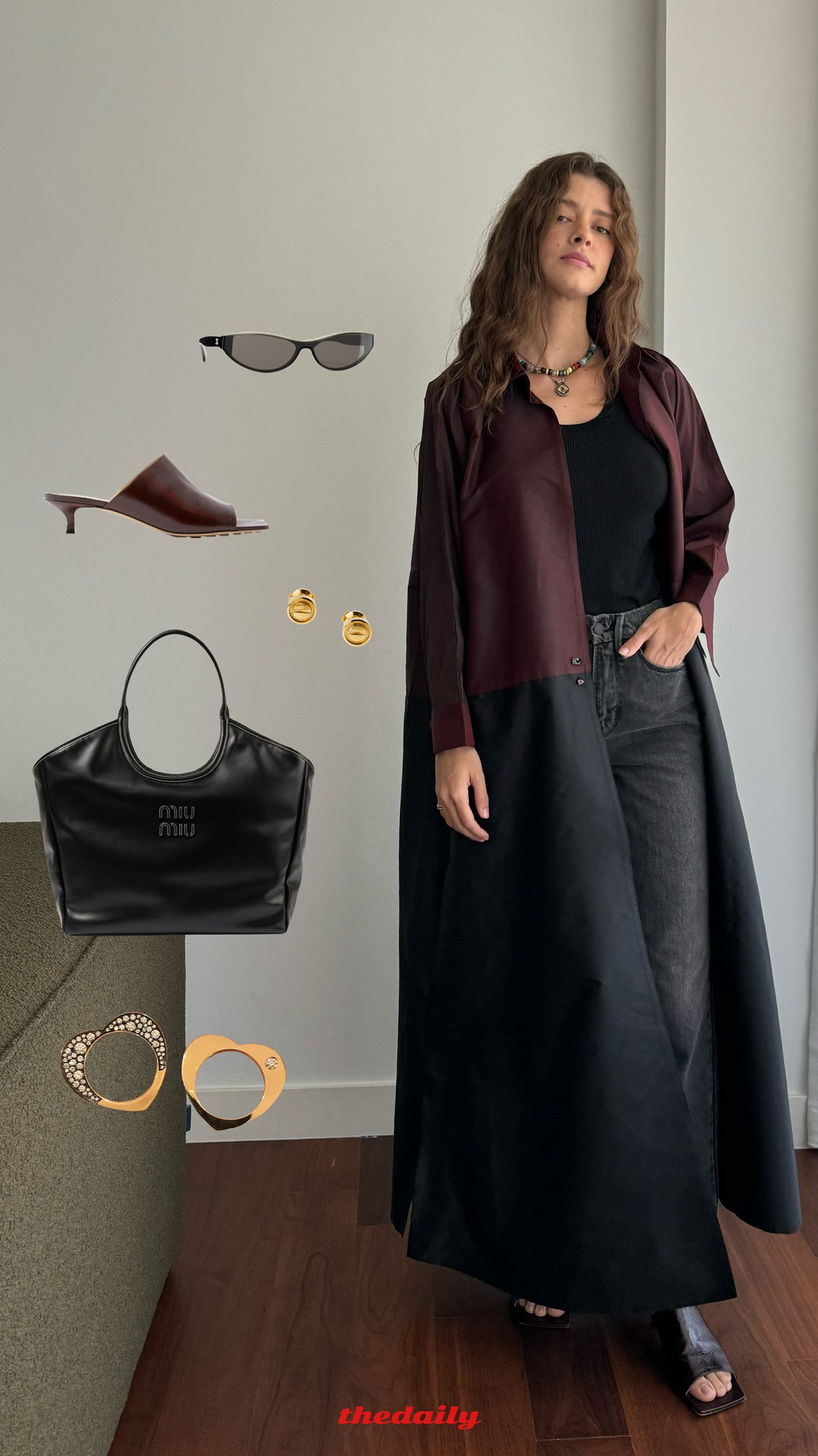 the daily shirt abaya - maroon/black (two-toned)