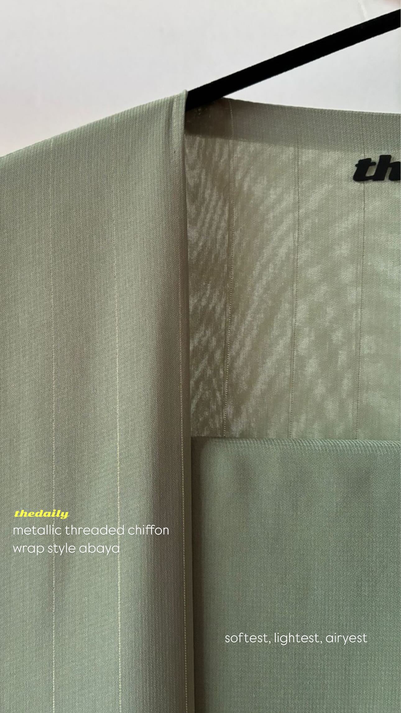 the metallic lines abaya - pistachio icecream