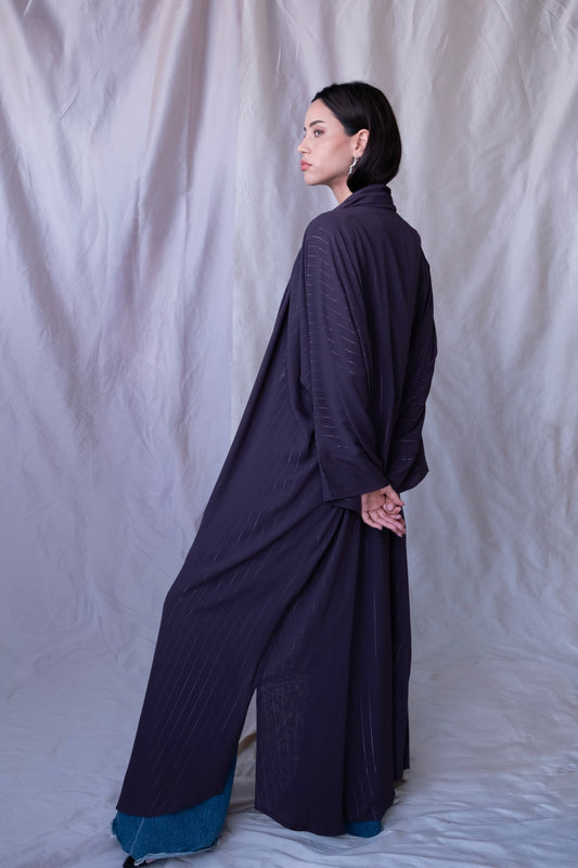the metallic lines abaya - powder purple