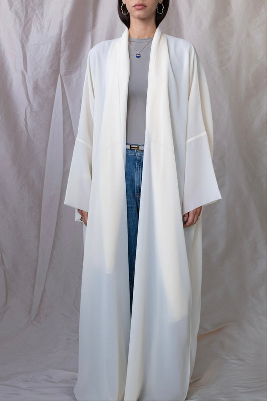 the zigzag stitch abaya - cream