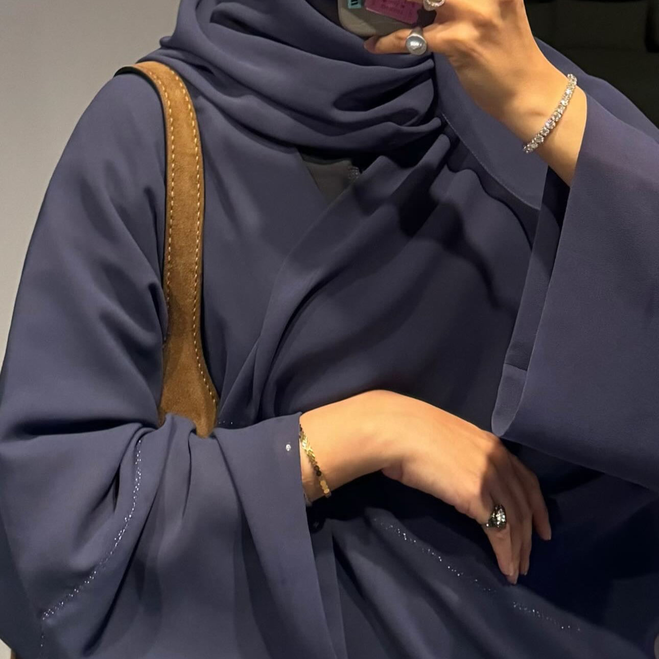 the zigzag stitch abaya - powder blue