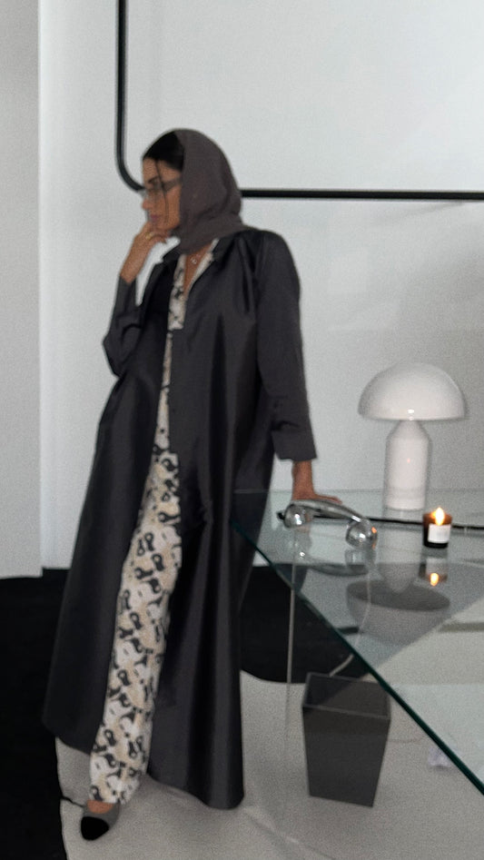 tafetta daily shirt abaya - grey