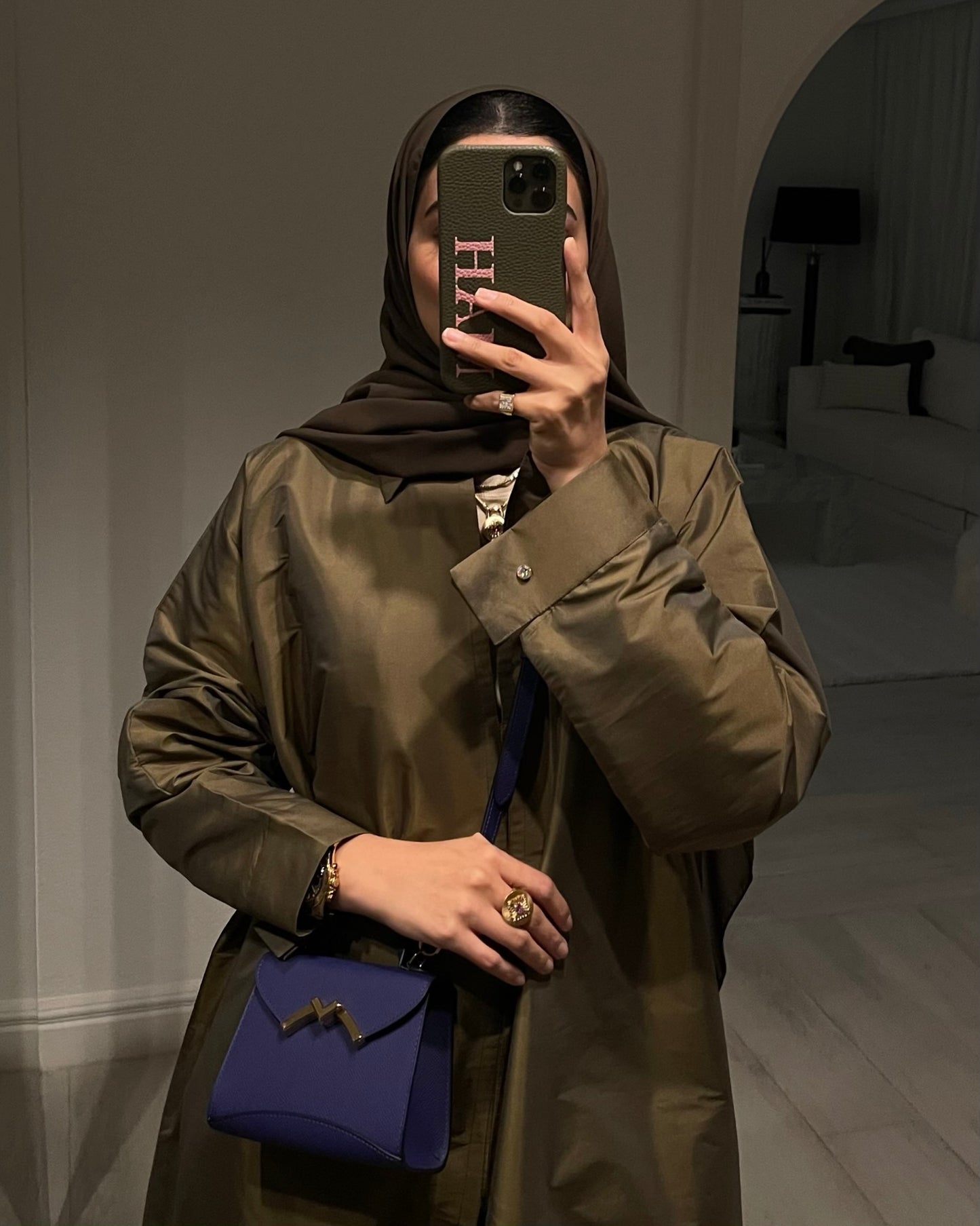 the daily shirt abaya - olive brown