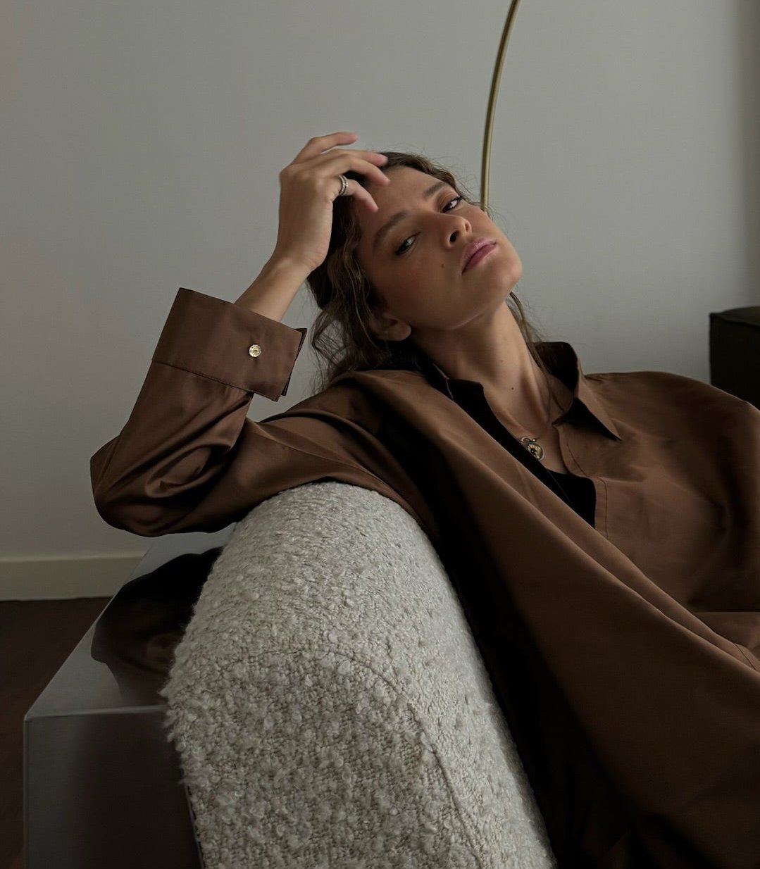 the daily shirt abaya - copper/brown (two-toned)