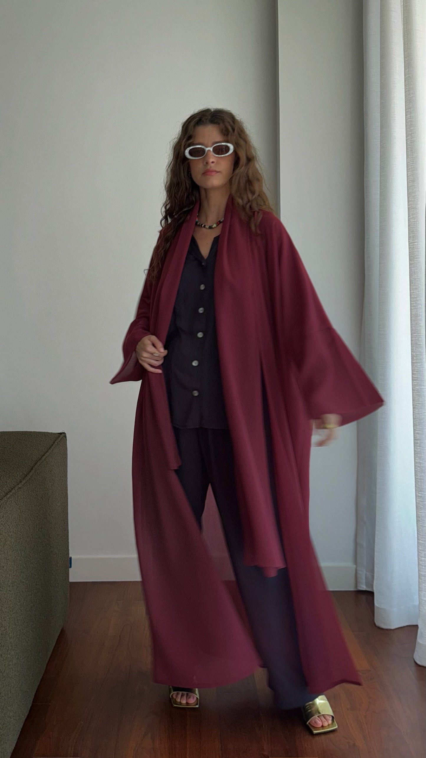 the zigzag stitch abaya - magenta