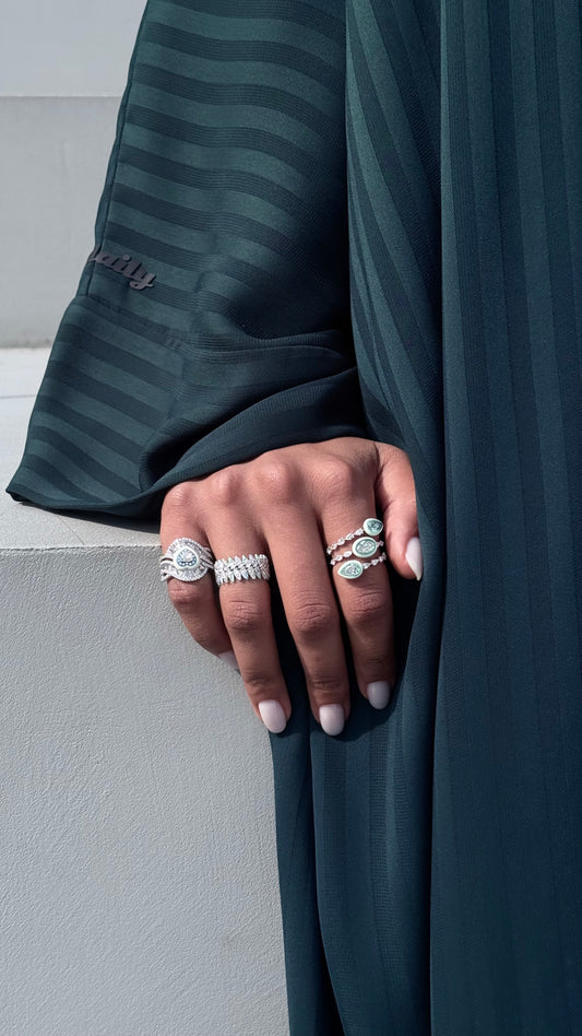 the matte lines abaya - dark teal green