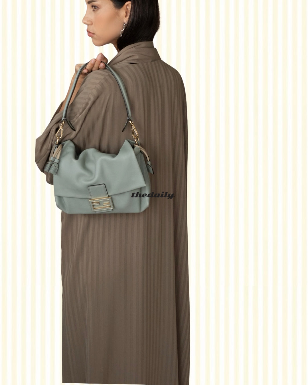 the matte lines abaya - khaki green