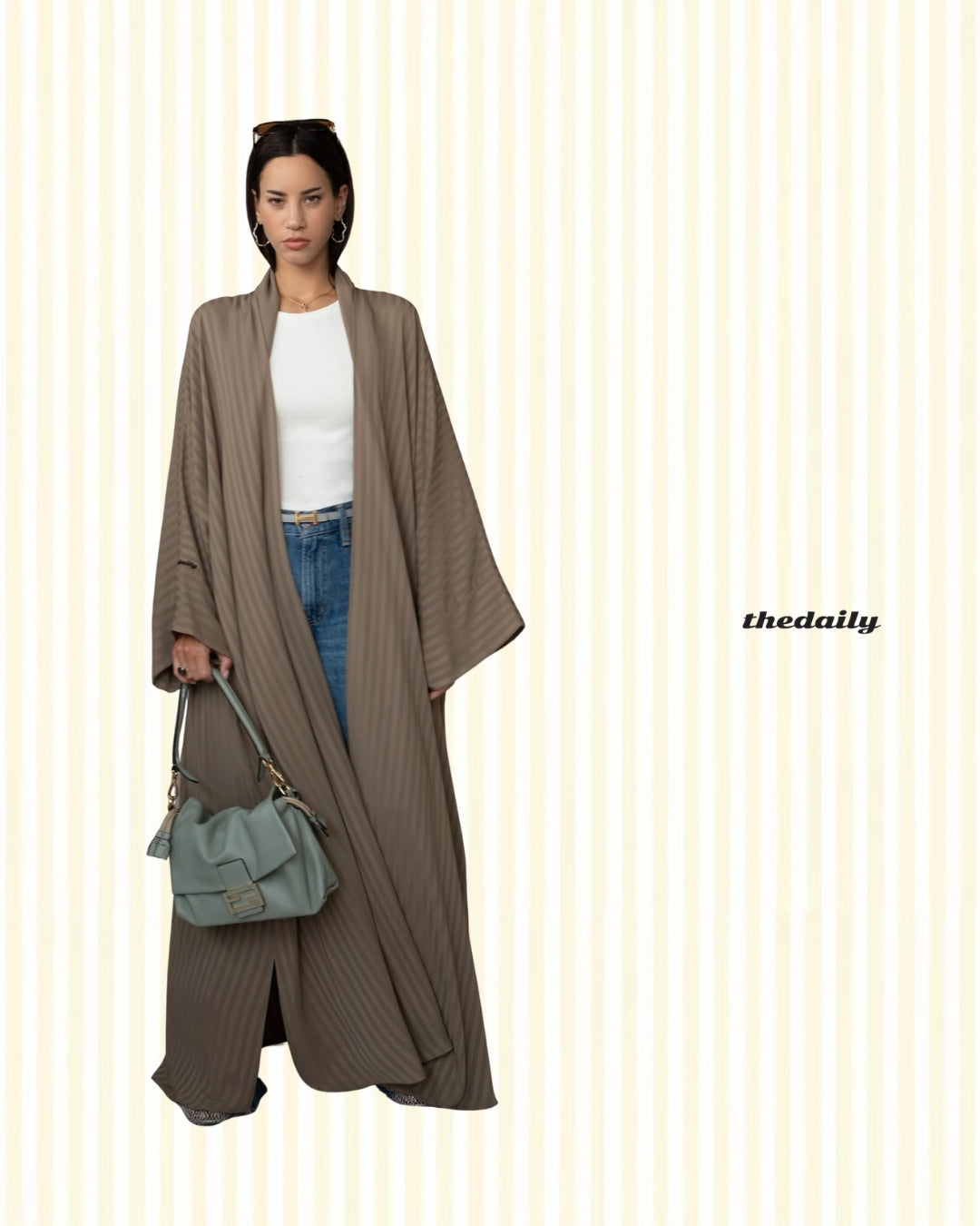 the matte lines abaya - khaki green