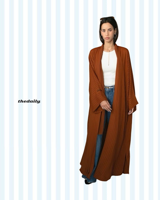 the matte lines abaya - burnt orange