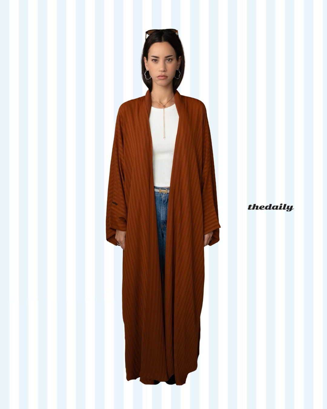 the matte lines abaya - burnt orange