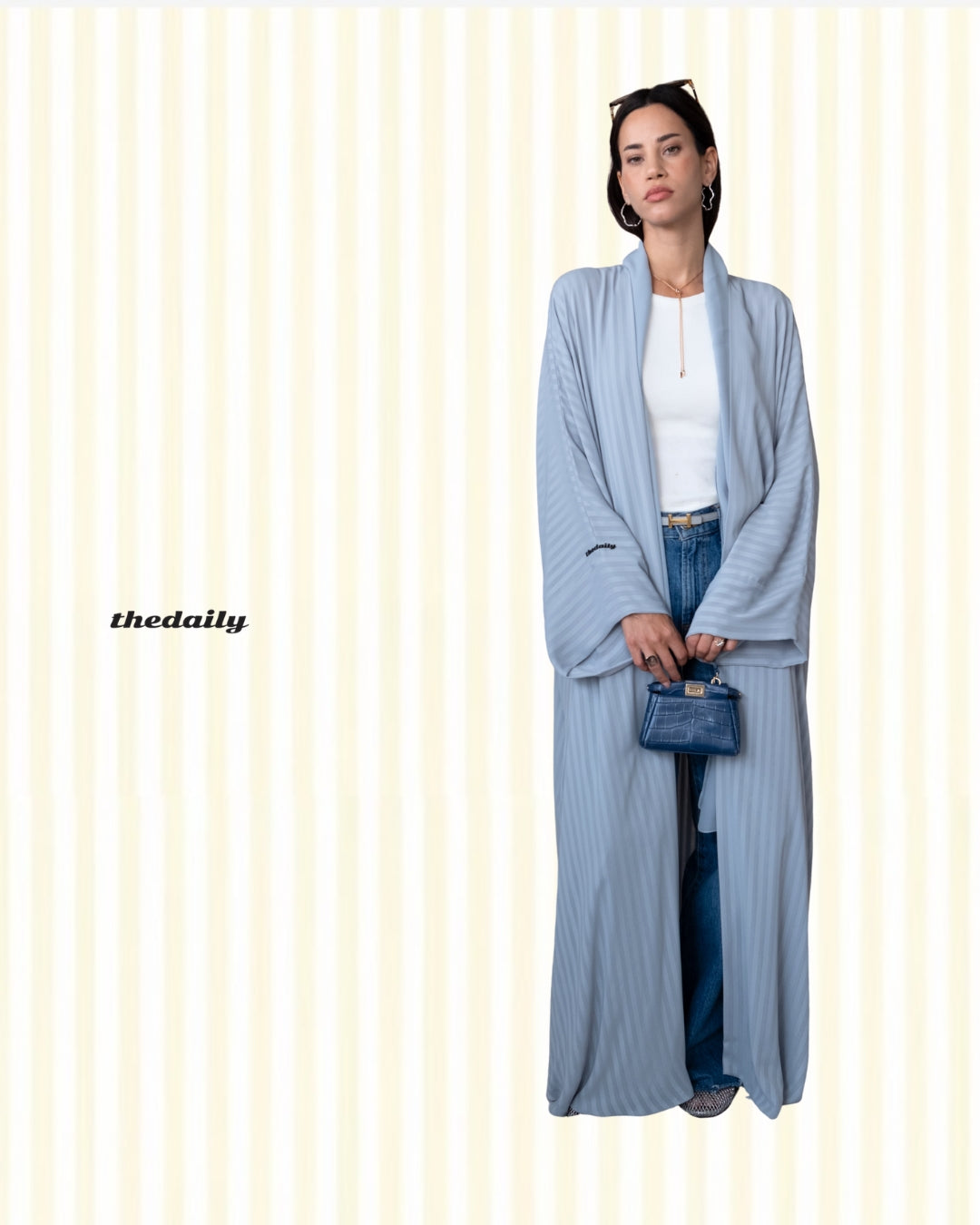 the matte lines abaya - pale blue