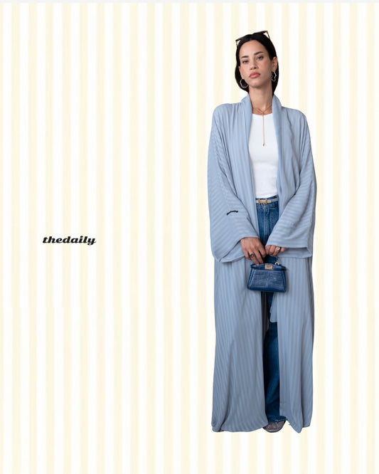 the matte lines abaya - pale blue