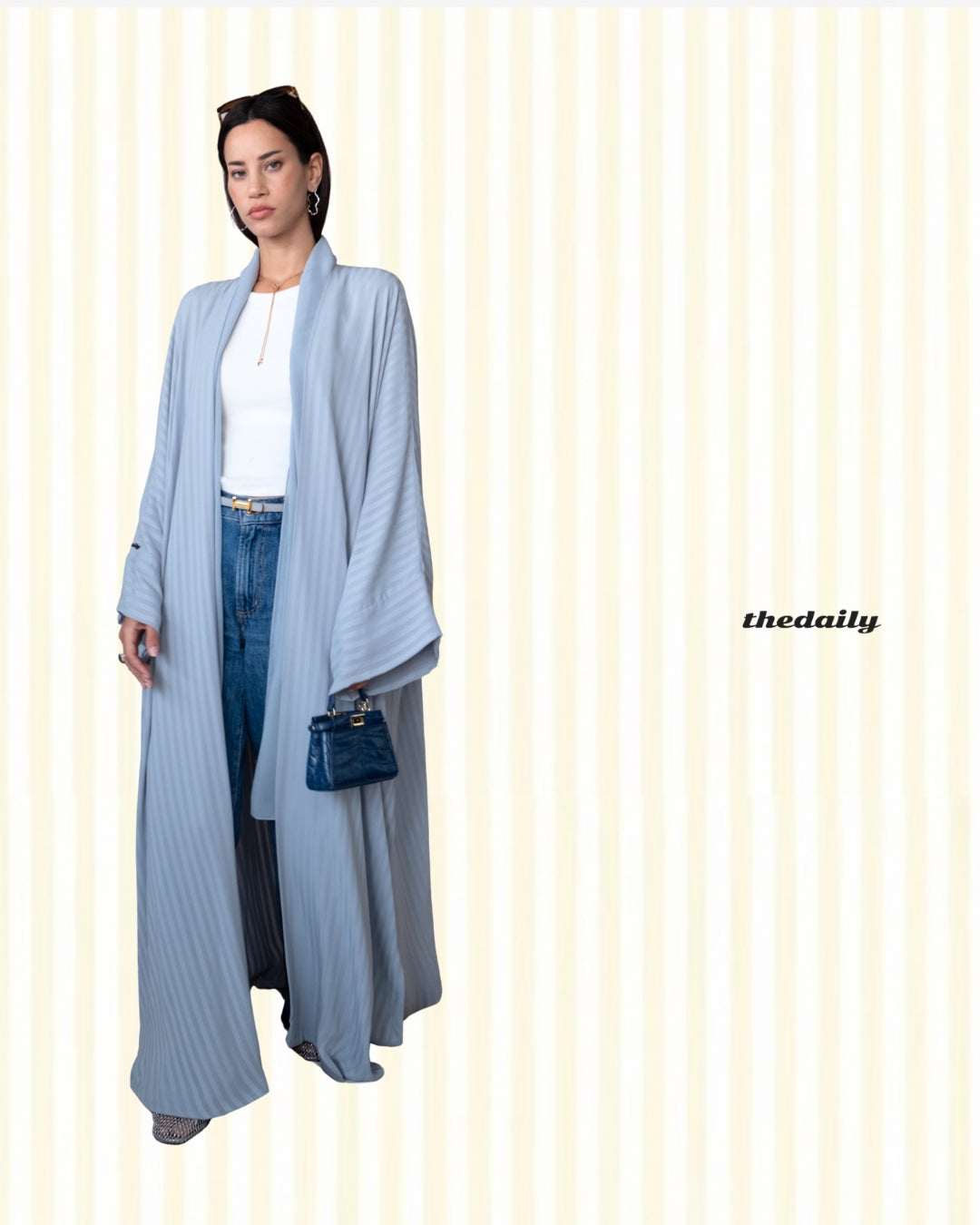 the matte lines abaya - pale blue