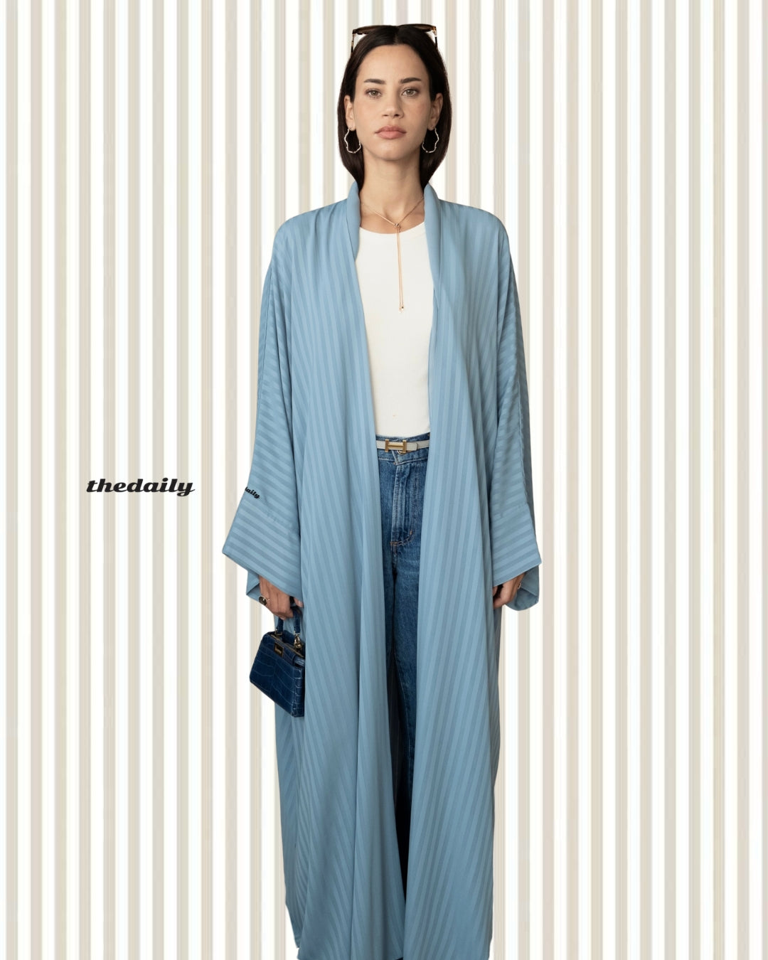 the matte lines abaya - baby blue