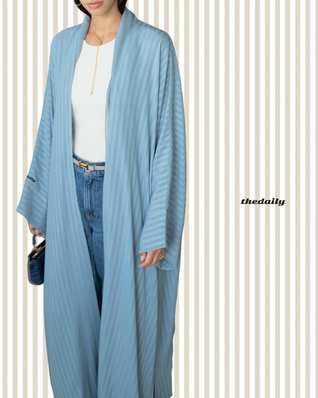 the matte lines abaya - baby blue