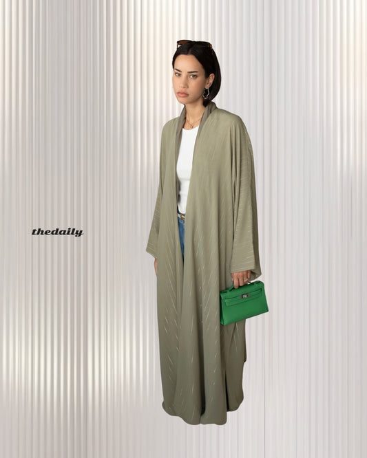 the metallic lines abaya - pistachio icecream