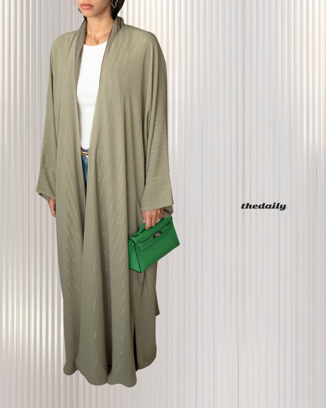 the metallic lines abaya - pistachio icecream