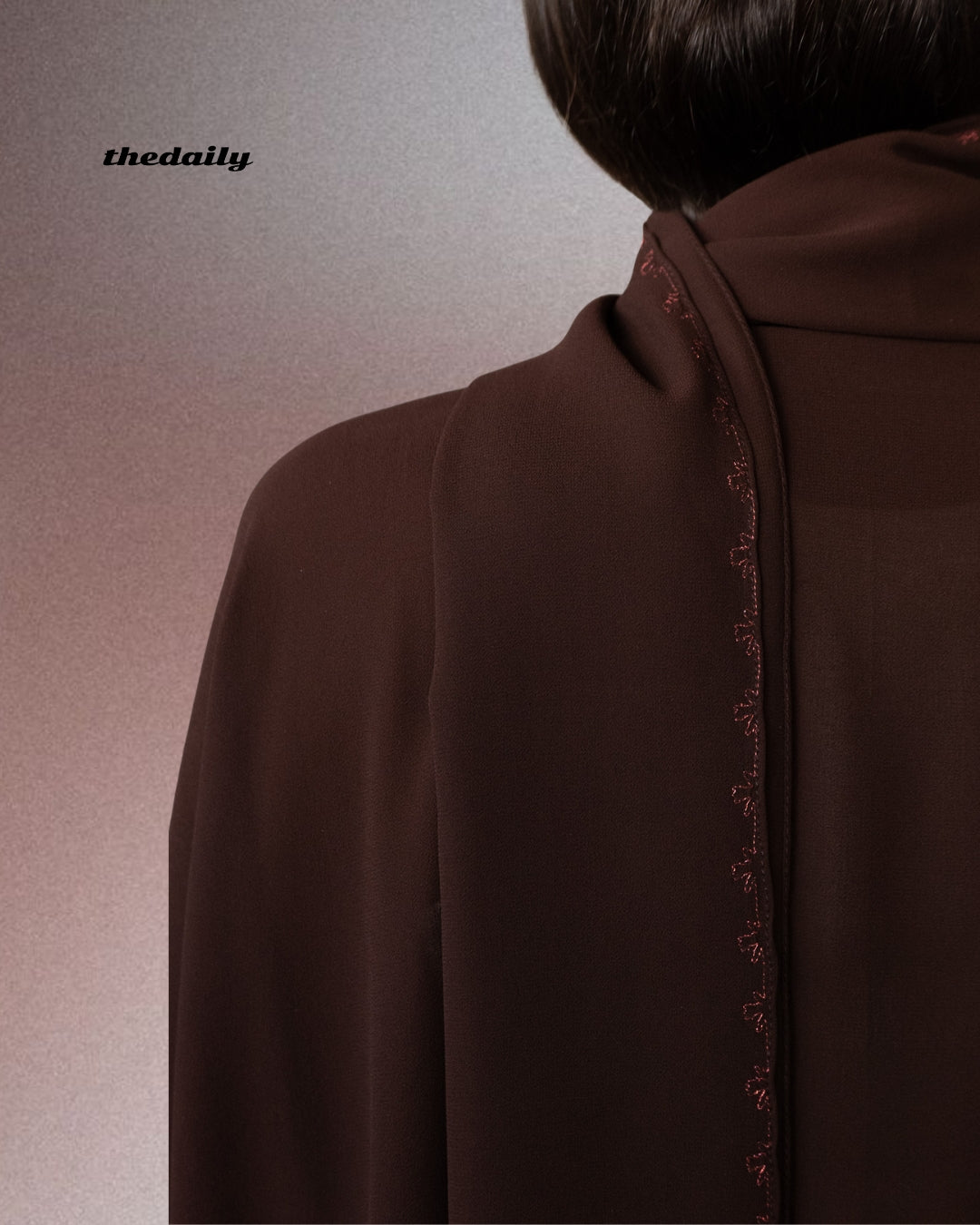 the flower stitch abaya - brown